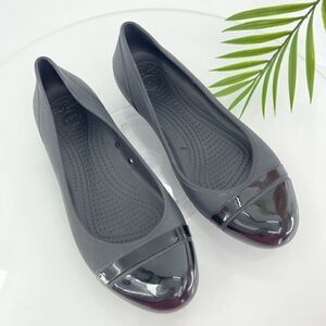 CROCS Women's Alice Flat Size 7 Ballet Shoe Black Rubber Casual Comfy Cap Toe